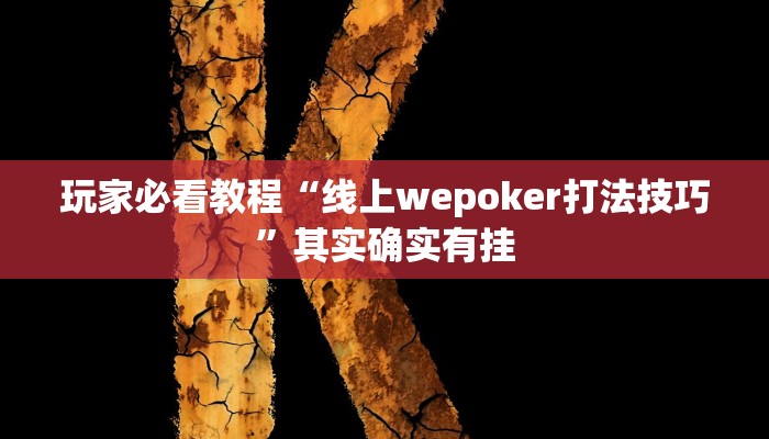 玩家必看教程“线上wepoker打法技巧”其实确实有挂