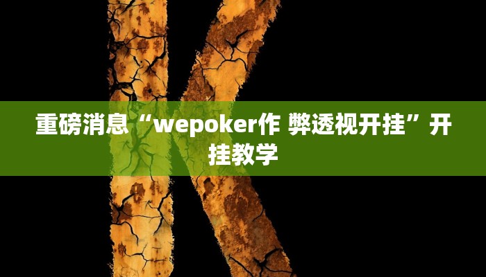 重磅消息“wepoker作 弊透视开挂”开挂教学