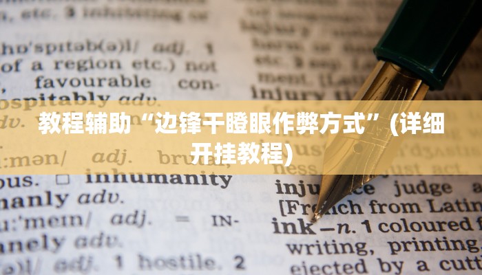 教程辅助“边锋干瞪眼作弊方式”(详细开挂教程)