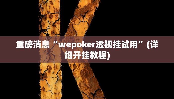 重磅消息“wepoker透视挂试用”(详细开挂教程)