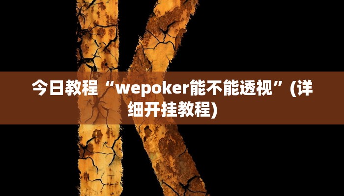 今日教程“wepoker能不能透视”(详细开挂教程) 今日教程“wepoker能不能透视”(详细开挂教程)