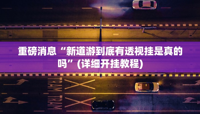重磅消息“新道游到底有透视挂是真的吗”(详细开挂教程)