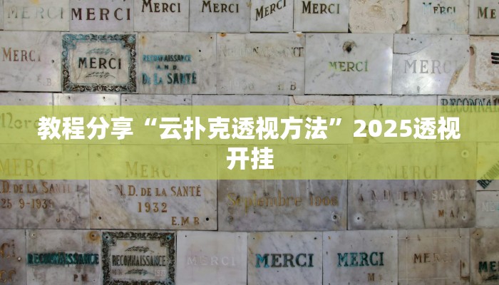 教程分享“云扑克透视方法”2025透视开挂