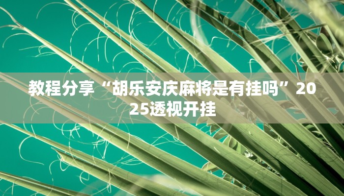 教程分享“胡乐安庆麻将是有挂吗”2025透视开挂