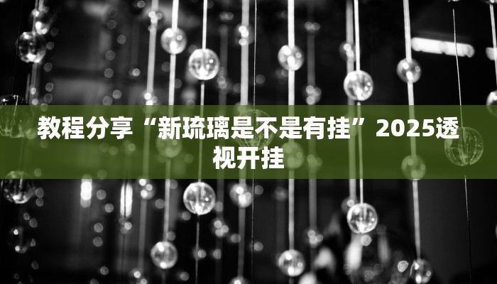教程分享“新琉璃是不是有挂”2025透视开挂