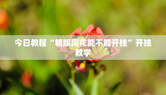 今日教程“精版同花能不能开挂”开挂教学 今日教程“精版同花能不能开挂”开挂教学